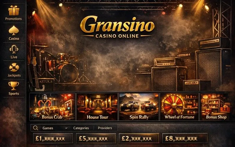 Interfaccia del casinò Gransino con promozioni in evidenza